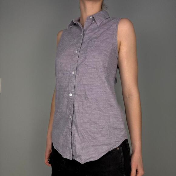 Grey Theory sleeveless collared button-up shirt linen blend - size small - Picture 5 of 8
